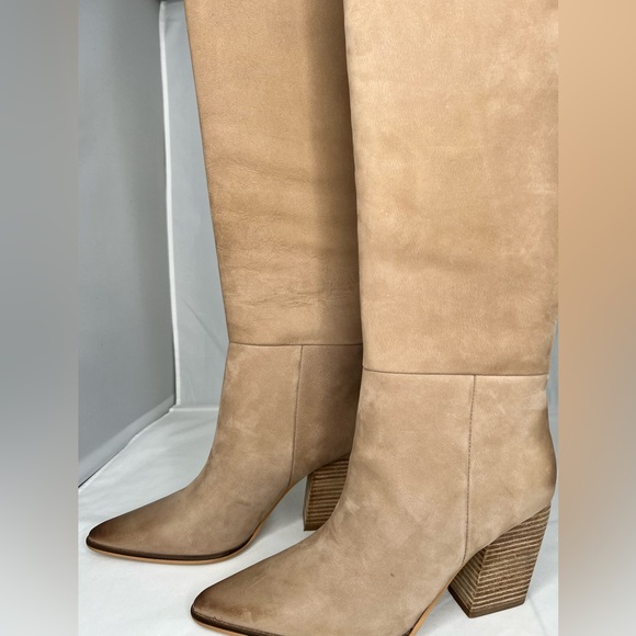 STEVE MADDEN CROFT TAN NUBUCK LEATHER POINTED TOE KNEE-HIGH BOOTS SIZE 6 NEW - Picture 5 of 10